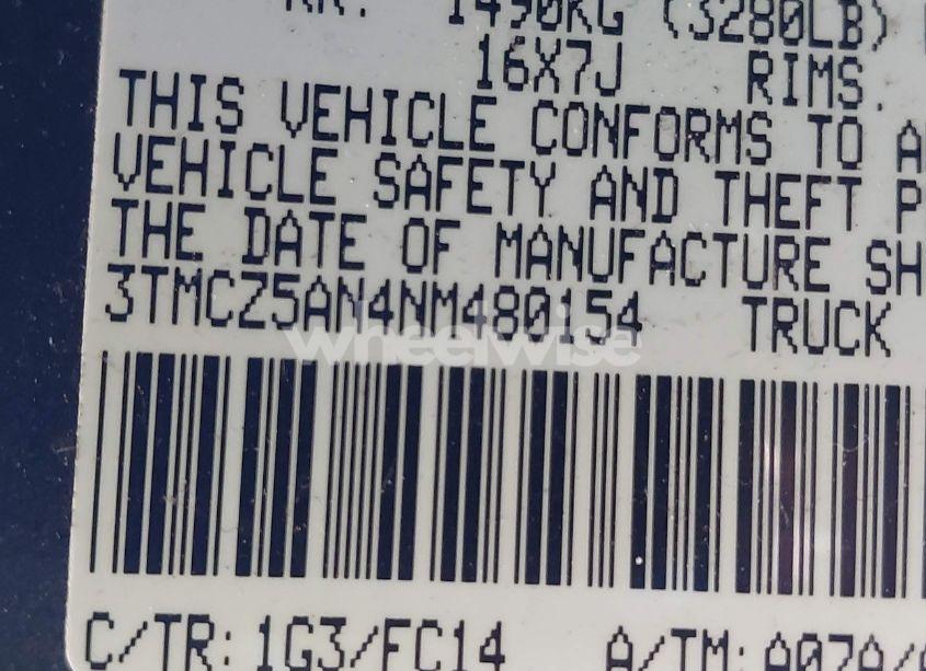 Photo 9 of 2022 Toyota Tacoma SR5 V6 (VIN 3TMCZ5AN4NM480154)