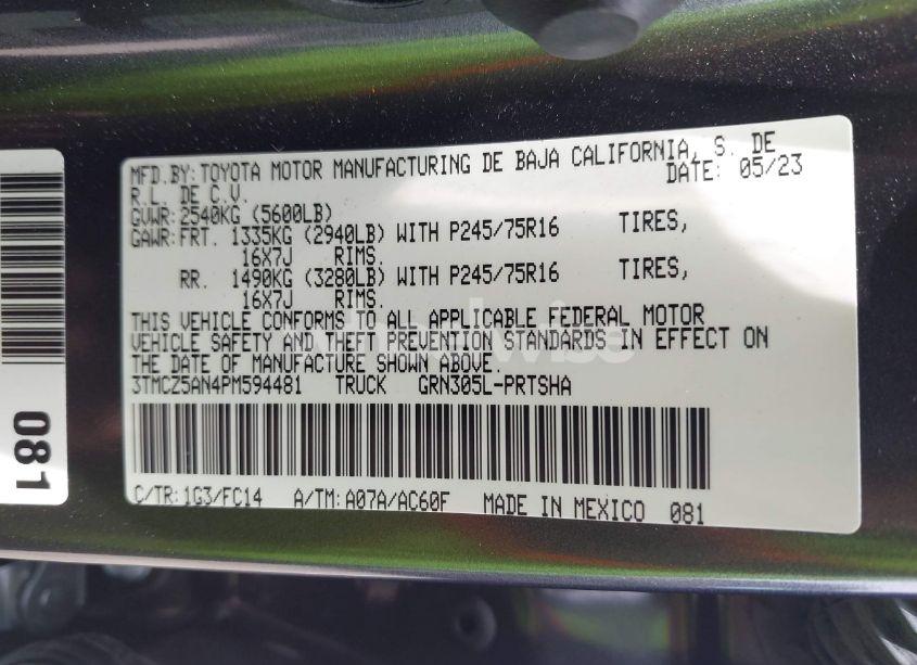 Photo 9 of 2023 Toyota Tacoma SR5 V6 (VIN 3TMCZ5AN4PM594481)