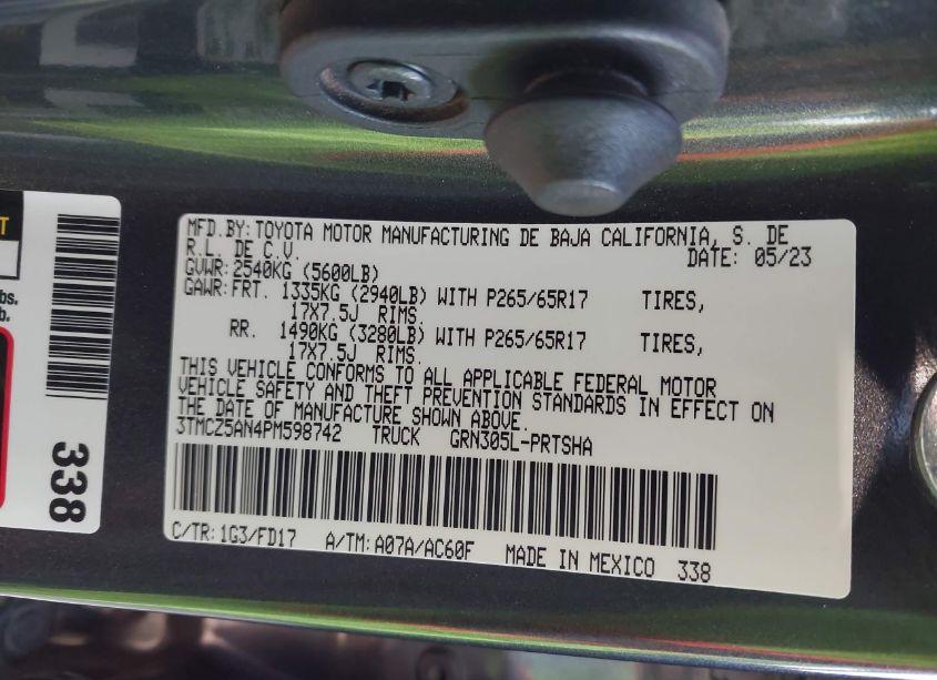 Photo 8 of 2023 Toyota Tacoma (VIN 3TMCZ5AN4PM598742)