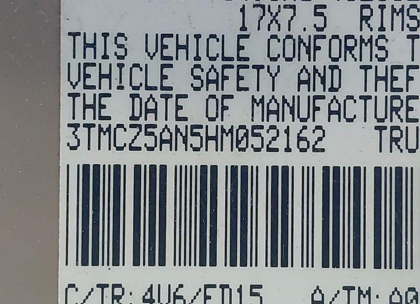 Photo 9 of 2017 Toyota Tacoma TRD SPORT (VIN 3TMCZ5AN5HM052162)