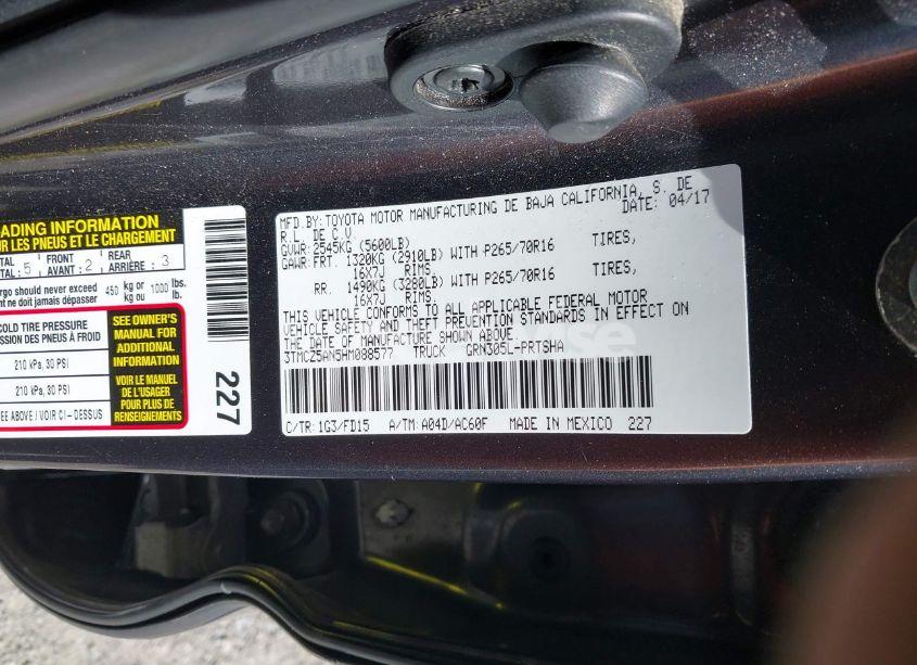 Photo 9 of 2017 Toyota Tacoma TRD OFF ROAD (VIN 3TMCZ5AN5HM088577)