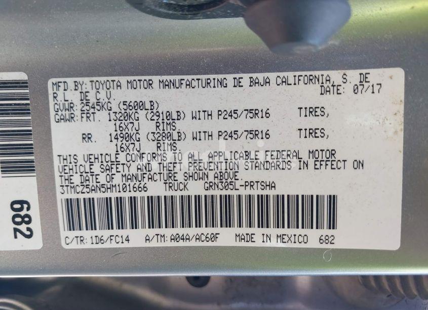 Photo 9 of 2017 Toyota Tacoma SR5 V6 (VIN 3TMCZ5AN5HM101666)