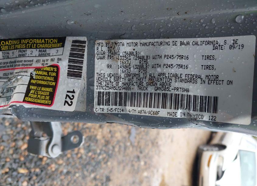 Photo 9 of 2020 Toyota Tacoma SR5 V6 (VIN 3TMCZ5AN5LM294006)