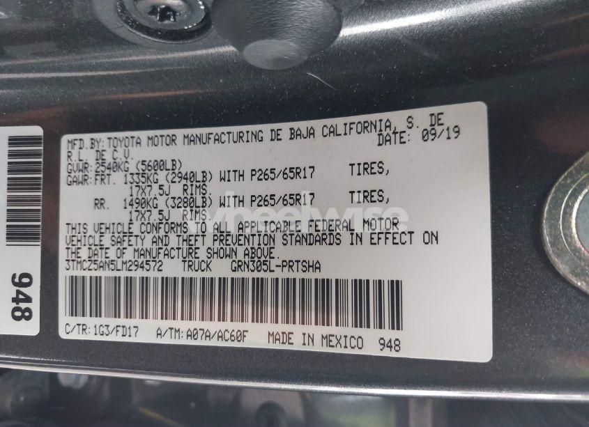 Photo 9 of 2020 Toyota Tacoma (VIN 3TMCZ5AN5LM294572)