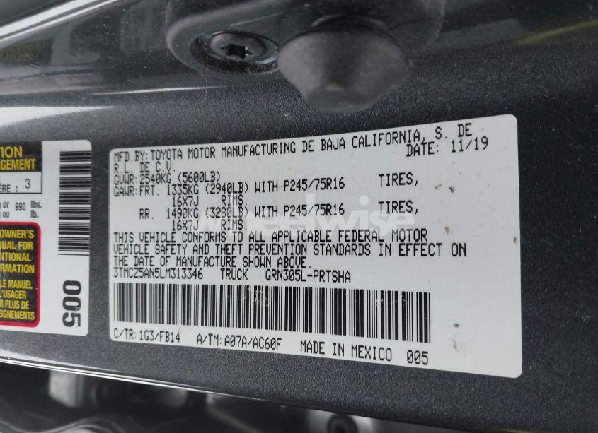 Photo 9 of 2020 Toyota Tacoma SR V6 (VIN 3TMCZ5AN5LM313346)