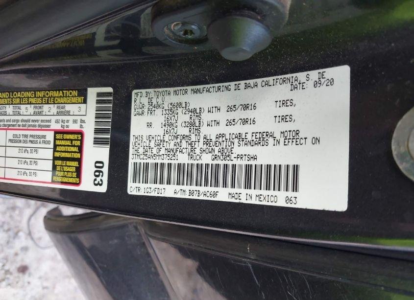Photo 9 of 2021 Toyota Tacoma TRD OFF-ROAD (VIN 3TMCZ5AN5MM375251)