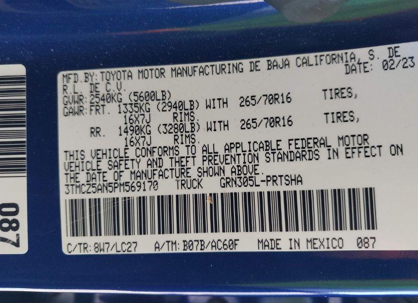 Photo 9 of 2023 Toyota Tacoma TRD OFF ROAD (VIN 3TMCZ5AN5PM569170)