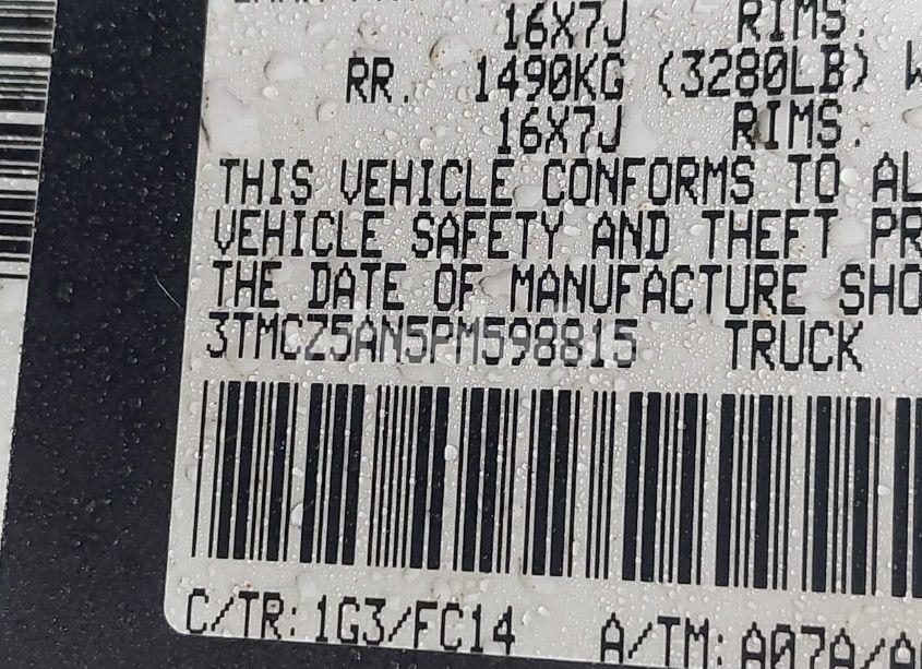 Photo 9 of 2023 Toyota Tacoma SR V6/SR5 V6/TRAIL EDITION/TRD OFF ROAD/TRD PRO/TRD SPORT (VIN 3TMCZ5AN5PM598815)