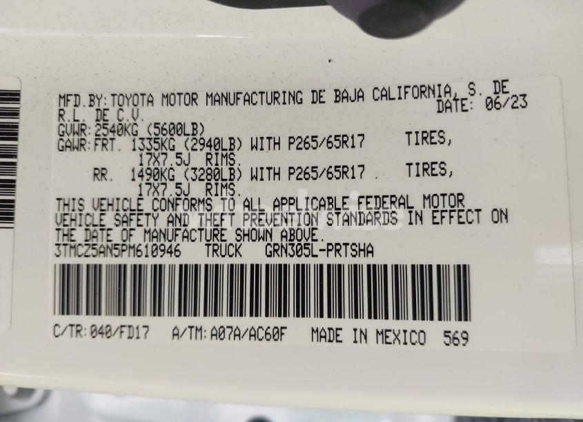 Photo 9 of 2023 Toyota Tacoma TRD SPORT (VIN 3TMCZ5AN5PM610946)