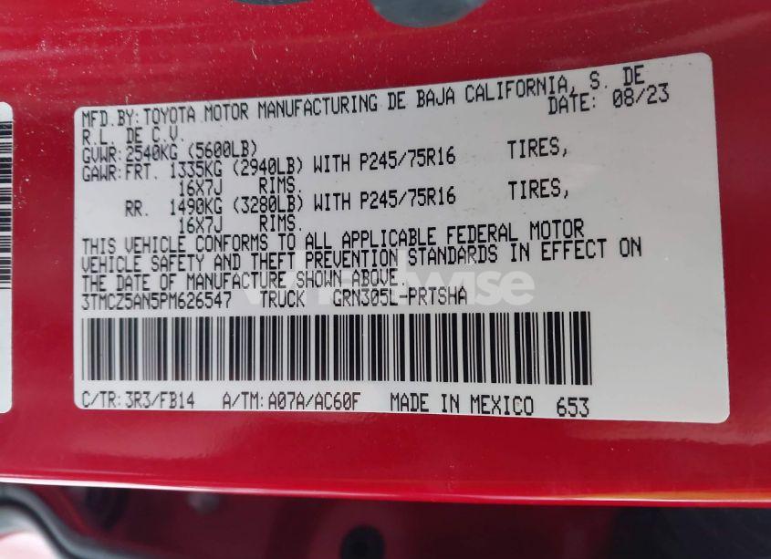 Photo 9 of 2023 Toyota Tacoma SR V6 (VIN 3TMCZ5AN5PM626547)