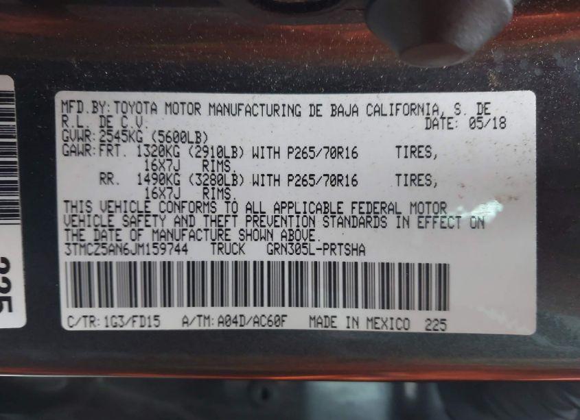 Photo 9 of 2018 Toyota Tacoma TRD OFF ROAD (VIN 3TMCZ5AN6JM159744)
