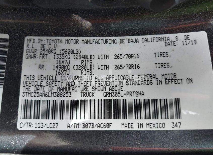 Photo 9 of 2020 Toyota Tacoma TRD OFF-ROAD (VIN 3TMCZ5AN6LM308253)