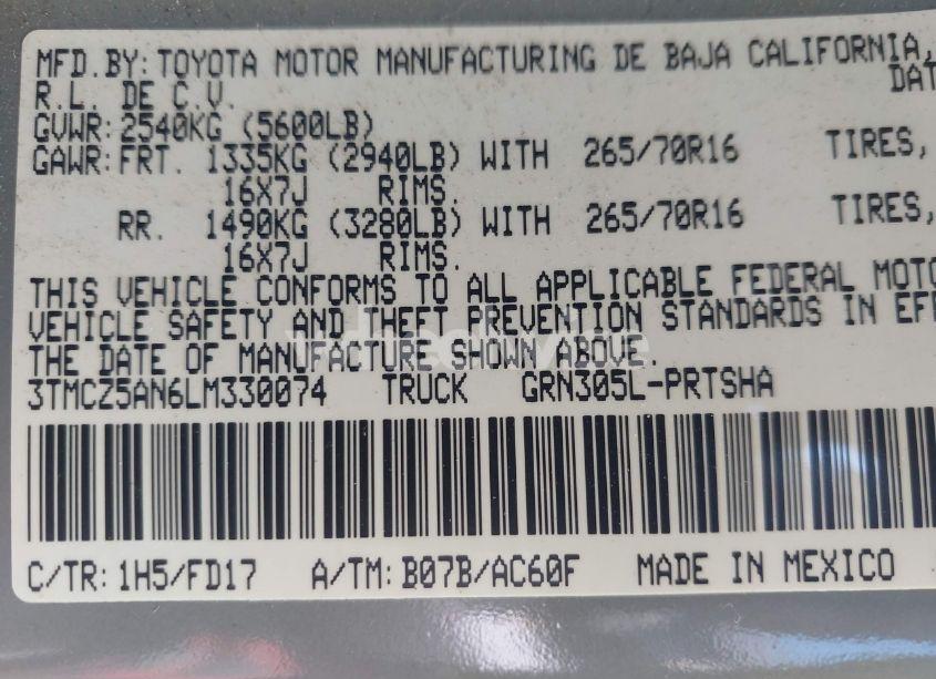 Photo 9 of 2020 Toyota Tacoma TRD OFF-ROAD (VIN 3TMCZ5AN6LM330074)