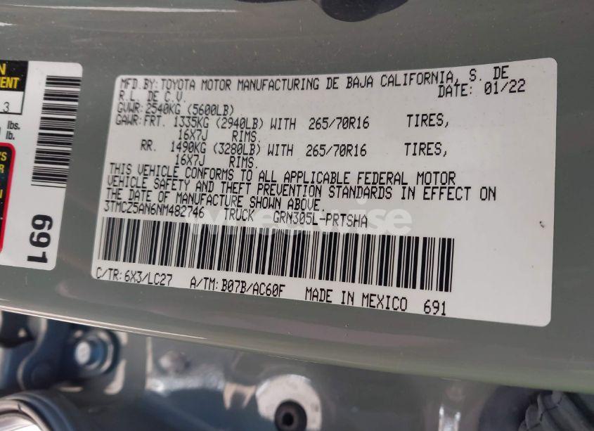 Photo 9 of 2022 Toyota Tacoma TRD OFF ROAD (VIN 3TMCZ5AN6NM482746)