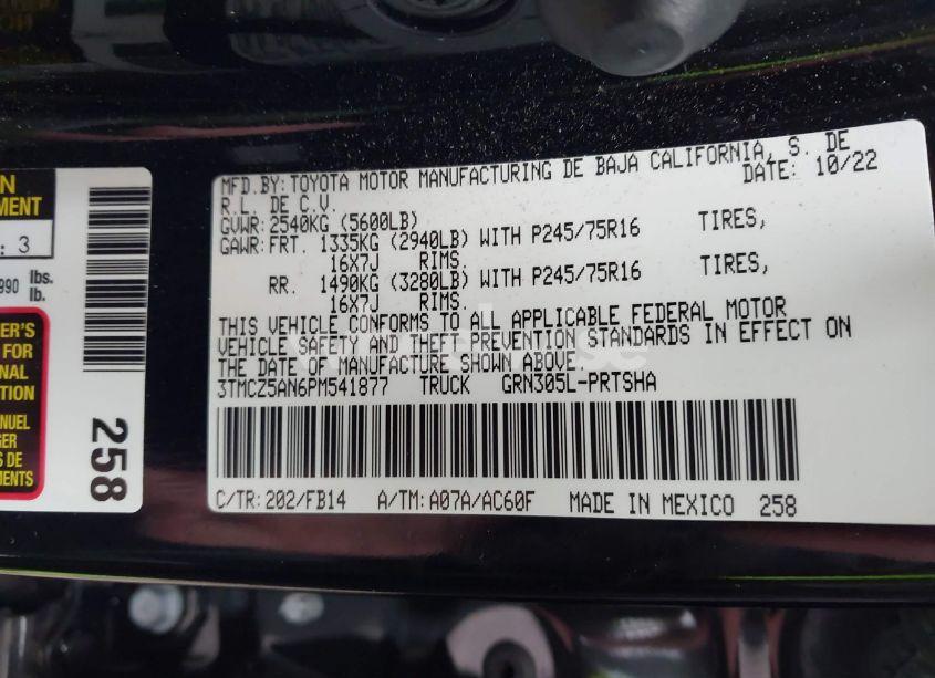 Photo 9 of 2023 Toyota Tacoma SR V6 (VIN 3TMCZ5AN6PM541877)