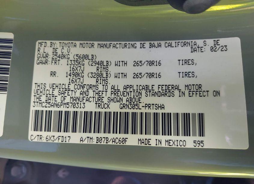 Photo 9 of 2023 Toyota Tacoma TRD OFF ROAD (VIN 3TMCZ5AN6PM570313)
