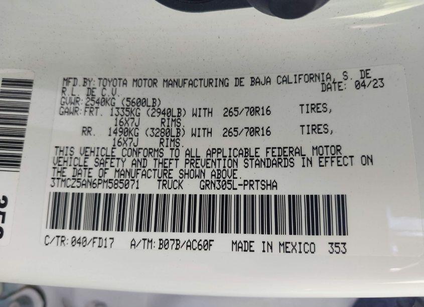 Photo 9 of 2023 Toyota Tacoma TRD OFF ROAD (VIN 3TMCZ5AN6PM585071)