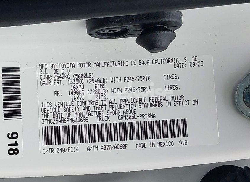 Photo 9 of 2023 Toyota Tacoma SR5 V6 (VIN 3TMCZ5AN6PM633698)