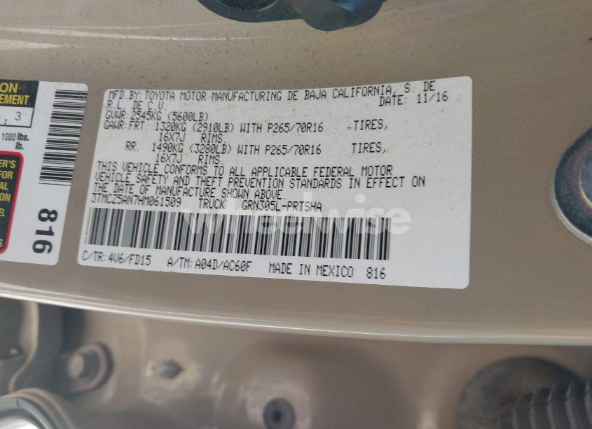 Photo 9 of 2017 Toyota Tacoma TRD OFF ROAD (VIN 3TMCZ5AN7HM061509)