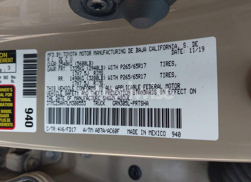 Photo 9 of 2020 Toyota Tacoma (VIN 3TMCZ5AN7LM308553)