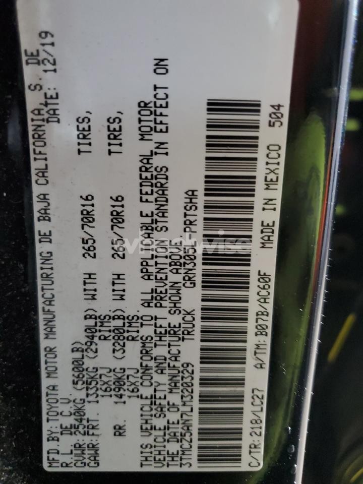 Photo 12 of 2020 TOYOTA TACOMA DOUBLE CAB (VIN 3TMCZ5AN7LM320329)