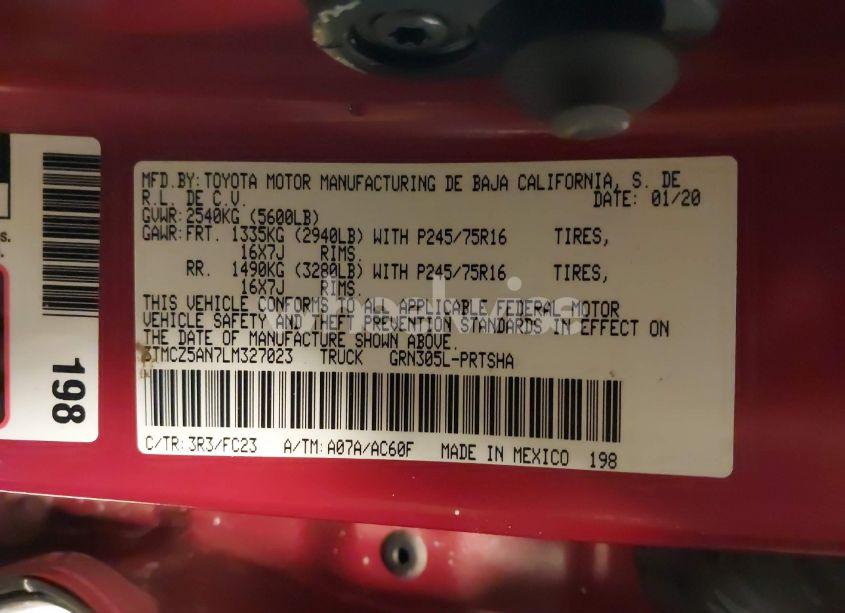 Photo 9 of 2020 Toyota Tacoma SR5 V6 (VIN 3TMCZ5AN7LM327023)