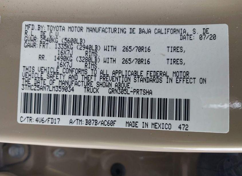 Photo 9 of 2020 Toyota Tacoma TRD OFF-ROAD (VIN 3TMCZ5AN7LM359034)