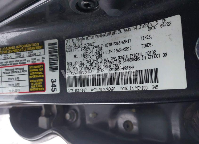Photo 9 of 2022 Toyota Tacoma (VIN 3TMCZ5AN7NM524812)