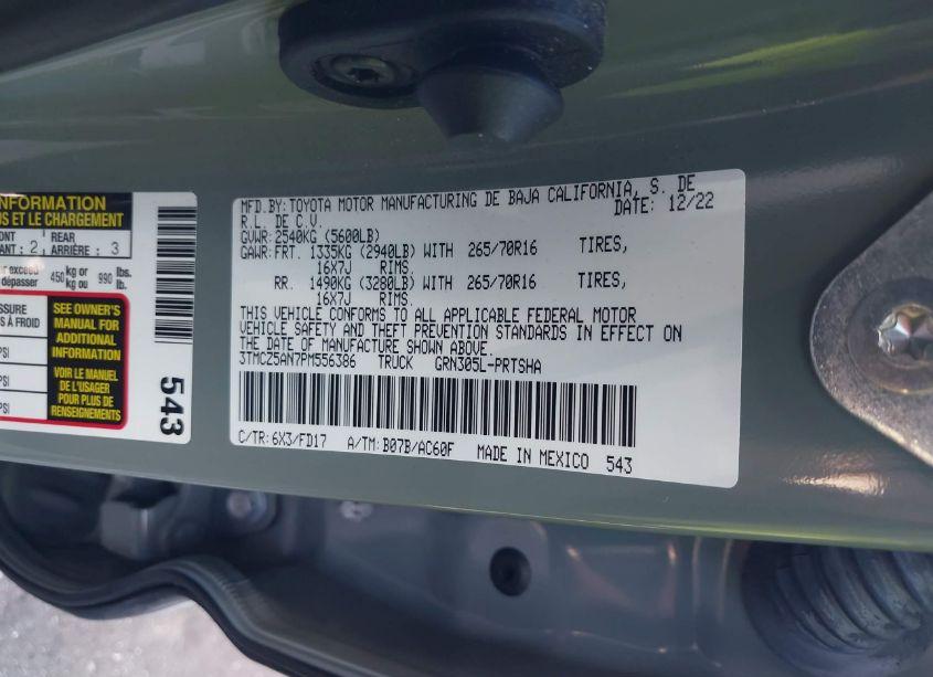 Photo 9 of 2023 Toyota Tacoma TRD OFF ROAD (VIN 3TMCZ5AN7PM556386)