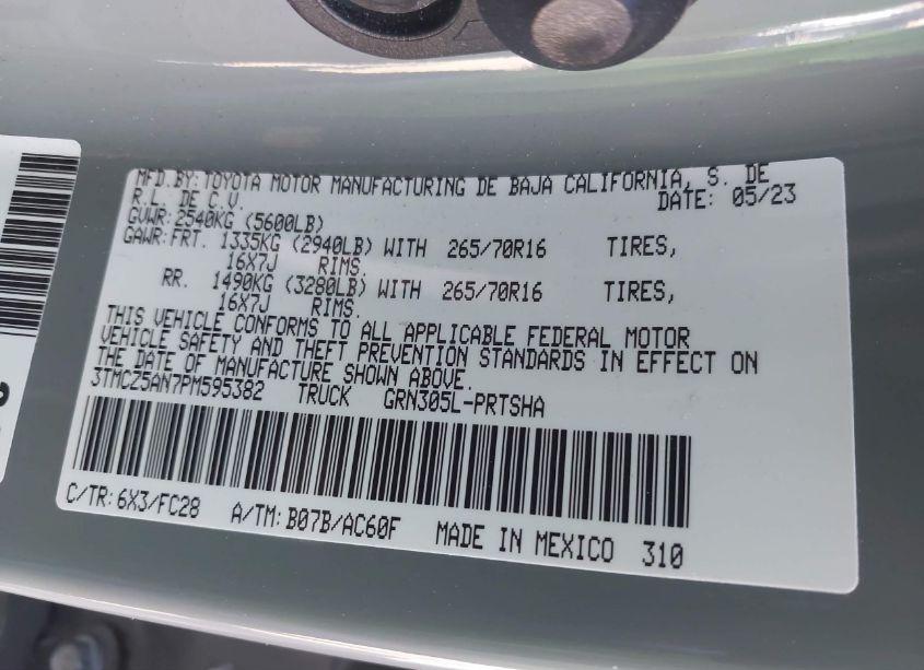 Photo 9 of 2023 Toyota Tacoma TRAIL EDITION (VIN 3TMCZ5AN7PM595382)