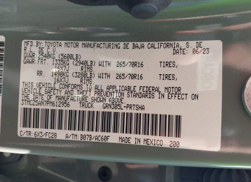 Photo 9 of 2023 Toyota Tacoma 4WD TRAIL EDITION (VIN 3TMCZ5AN7PM612956)