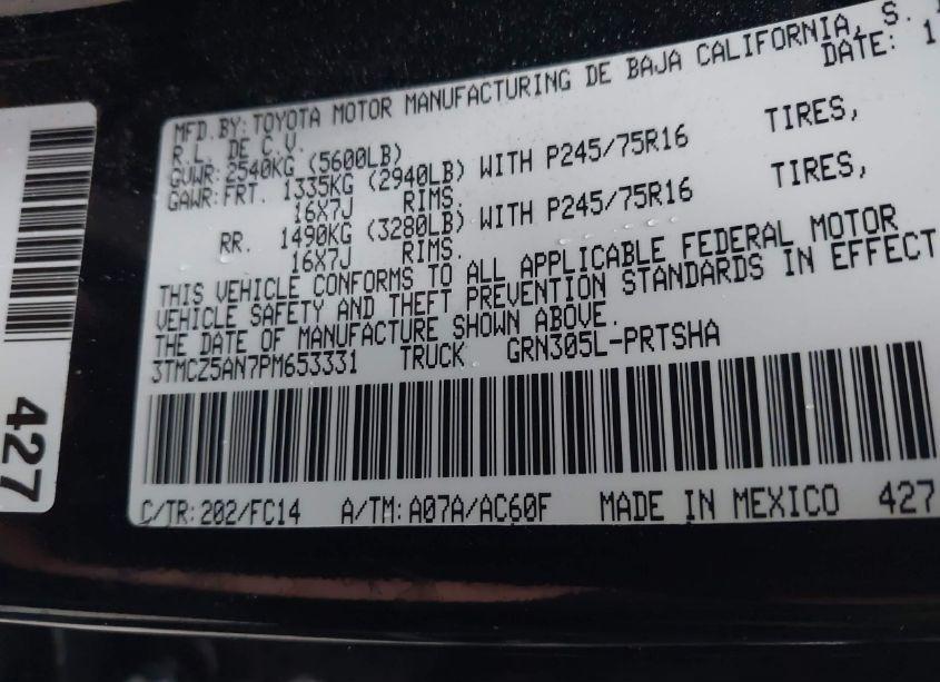 Photo 9 of 2023 Toyota Tacoma SR5 V6 (VIN 3TMCZ5AN7PM653331)