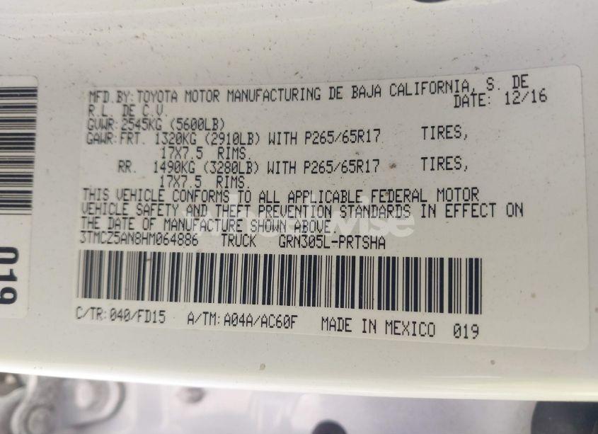 Photo 9 of 2017 Toyota Tacoma TRD SPORT (VIN 3TMCZ5AN8HM064886)