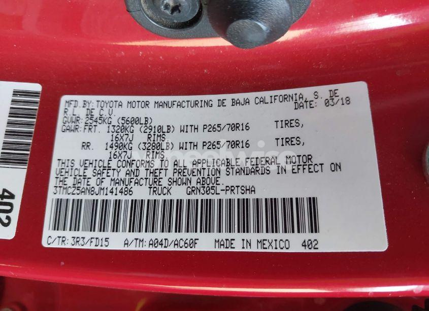 Photo 9 of 2018 Toyota Tacoma TRD OFF ROAD (VIN 3TMCZ5AN8JM141486)