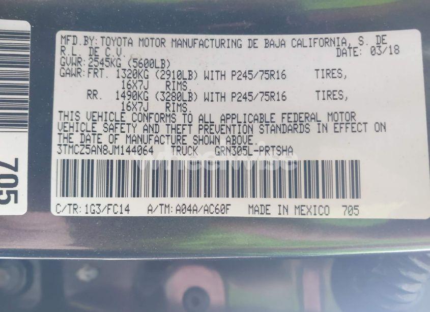 Photo 9 of 2018 Toyota Tacoma SR5 V6 (VIN 3TMCZ5AN8JM144064)