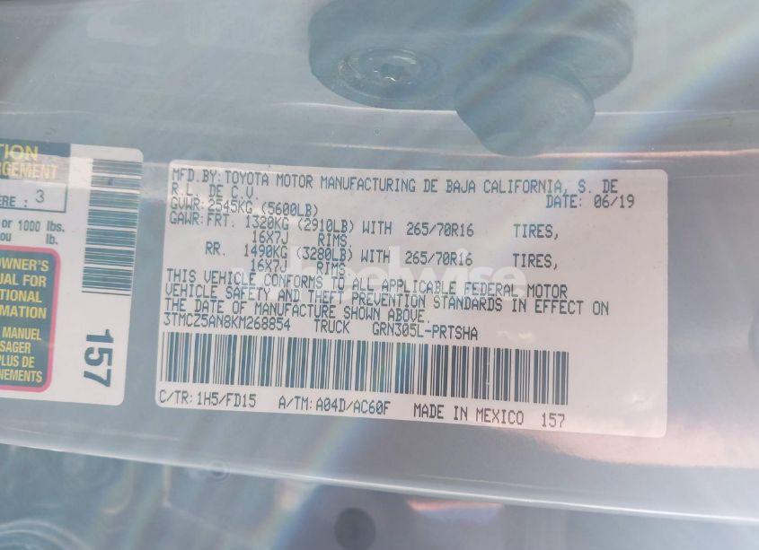 Photo 9 of 2019 Toyota Tacoma TRD OFF ROAD (VIN 3TMCZ5AN8KM268854)