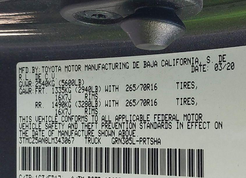 Photo 9 of 2020 Toyota Tacoma TRD OFF-ROAD (VIN 3TMCZ5AN8LM343067)
