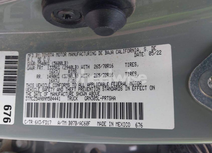 Photo 9 of 2022 Toyota Tacoma TRD OFF ROAD (VIN 3TMCZ5AN8NM504441)