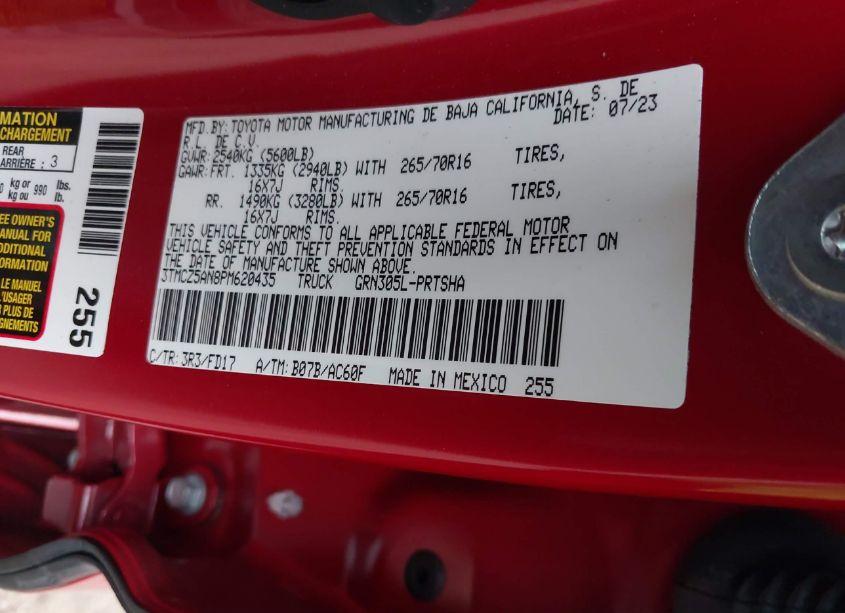 Photo 9 of 2023 Toyota Tacoma TRD OFF ROAD (VIN 3TMCZ5AN8PM620435)