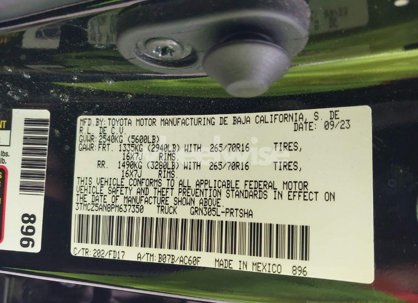 Photo 9 of 2023 Toyota Tacoma TRD OFF ROAD (VIN 3TMCZ5AN8PM637350)