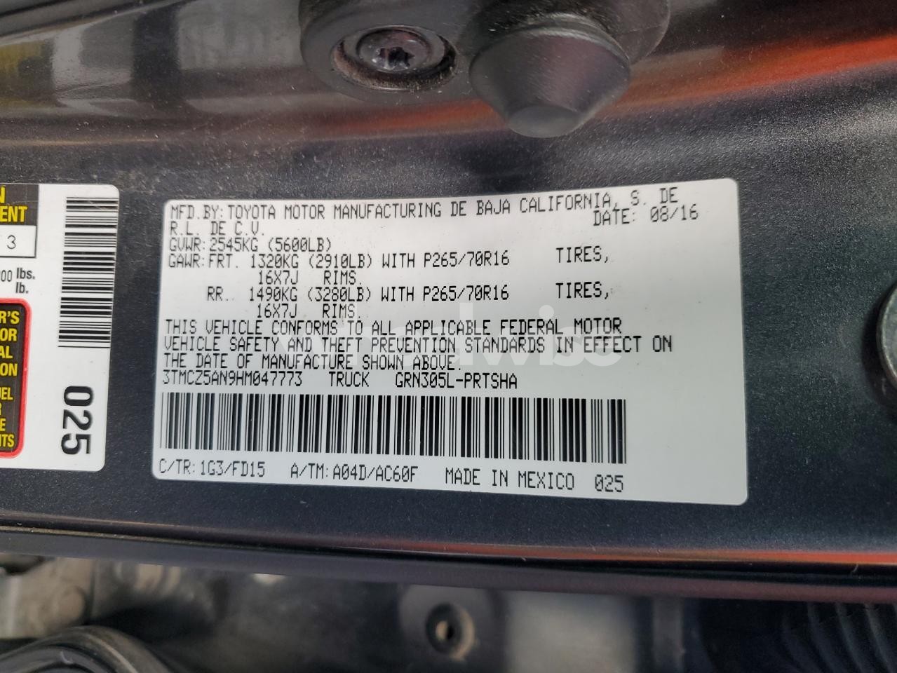 Photo 12 of 2017 TOYOTA TACOMA DOUBLE CAB (VIN 3TMCZ5AN9HM047773)