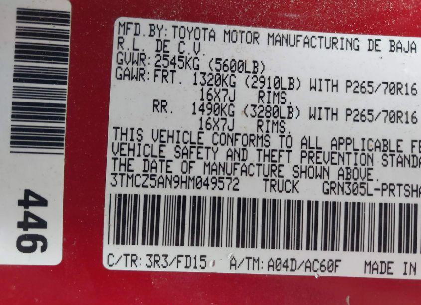 Photo 9 of 2017 Toyota Tacoma TRD OFF ROAD (VIN 3TMCZ5AN9HM049572)