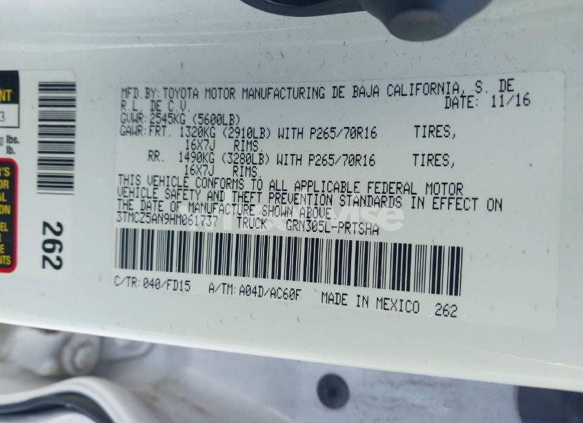 Photo 9 of 2017 Toyota Tacoma TRD OFF ROAD (VIN 3TMCZ5AN9HM061737)