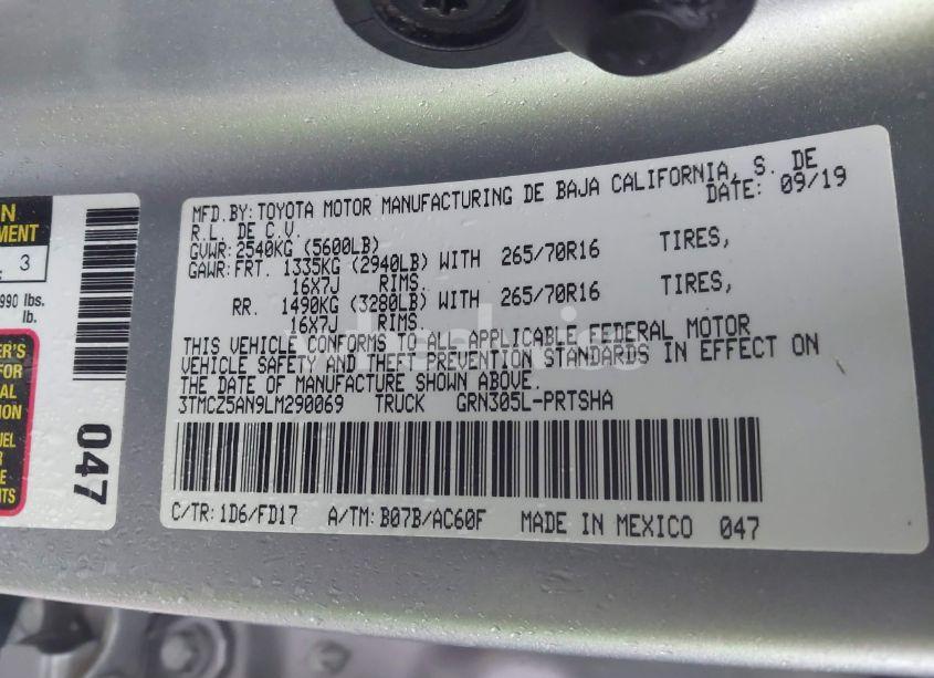 Photo 9 of 2020 Toyota Tacoma TRD OFF-ROAD (VIN 3TMCZ5AN9LM290069)