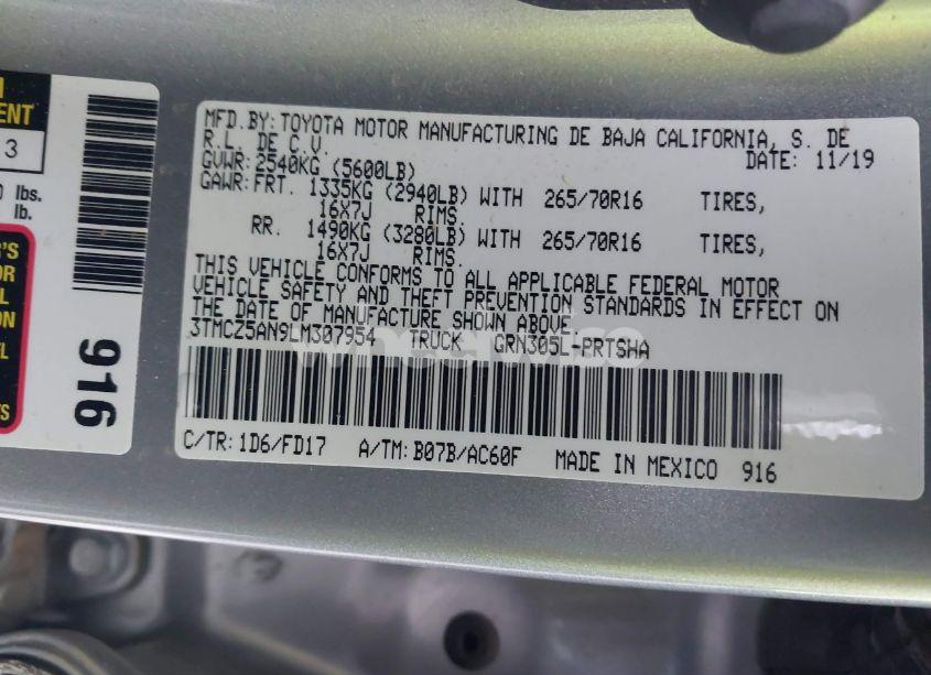 Photo 9 of 2020 Toyota Tacoma TRD OFF-ROAD (VIN 3TMCZ5AN9LM307954)