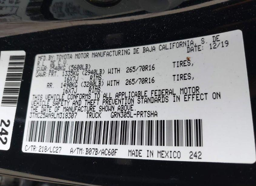 Photo 9 of 2020 Toyota Tacoma TRD OFF-ROAD (VIN 3TMCZ5AN9LM318307)