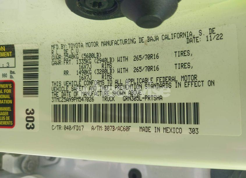 Photo 9 of 2023 Toyota Tacoma TRD OFF ROAD (VIN 3TMCZ5AN9PM547026)