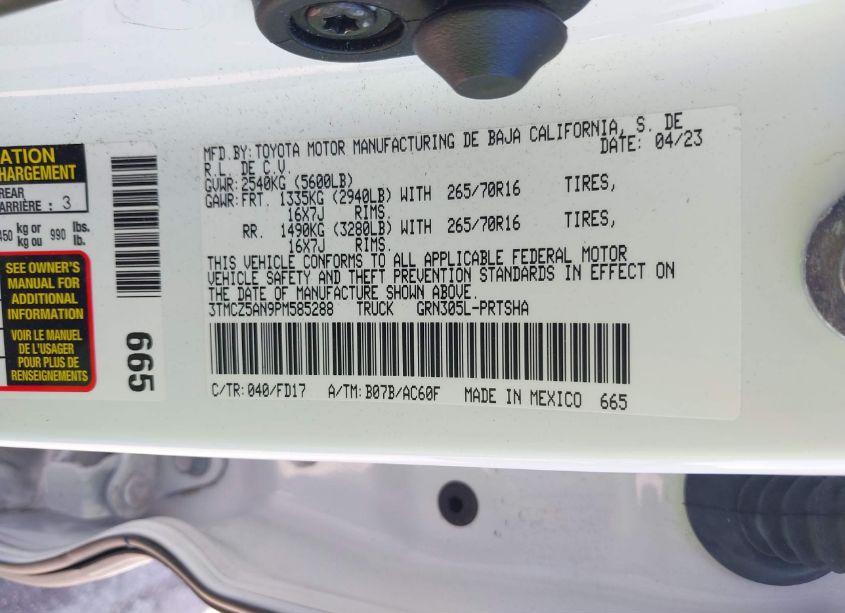 Photo 9 of 2023 Toyota Tacoma TRD OFF ROAD (VIN 3TMCZ5AN9PM585288)