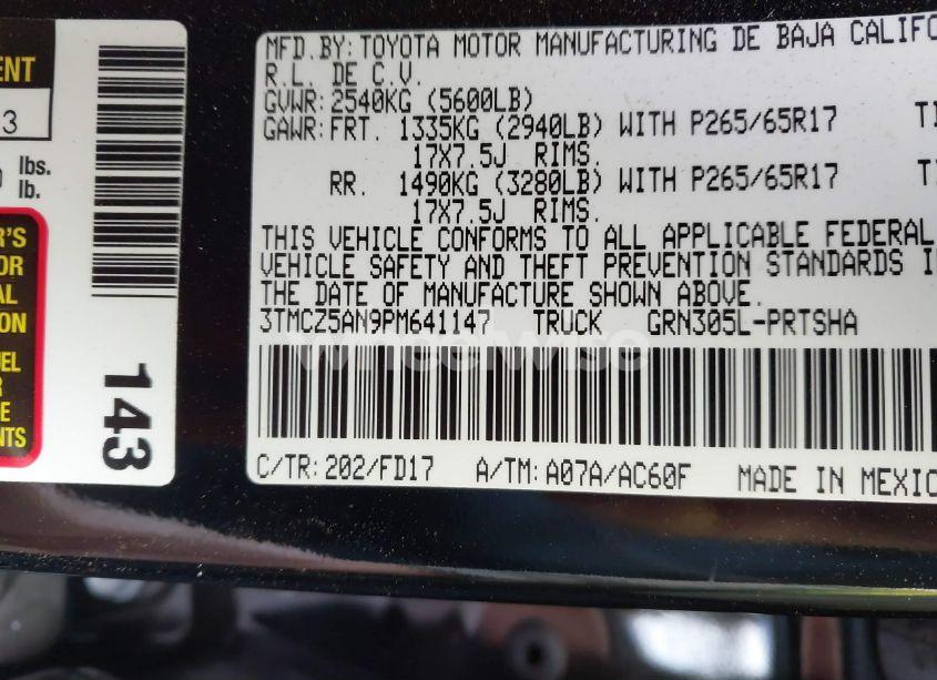 Photo 9 of 2023 Toyota Tacoma TRD SPORT (VIN 3TMCZ5AN9PM641147)