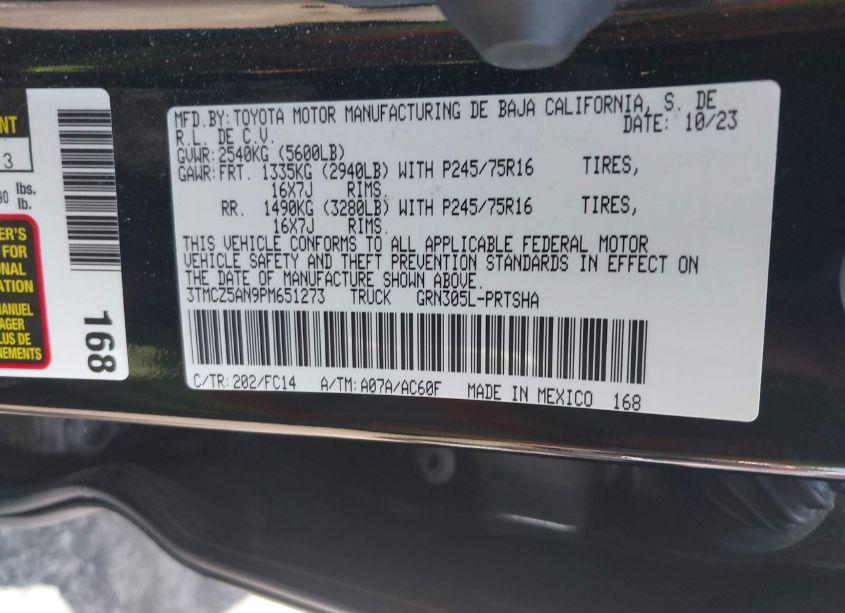 Photo 9 of 2023 Toyota Tacoma SR5 V6 (VIN 3TMCZ5AN9PM651273)